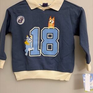 Bluey Kids' Navy Blue Number 18 Rugby Shirt - Navy/Cream size 4T